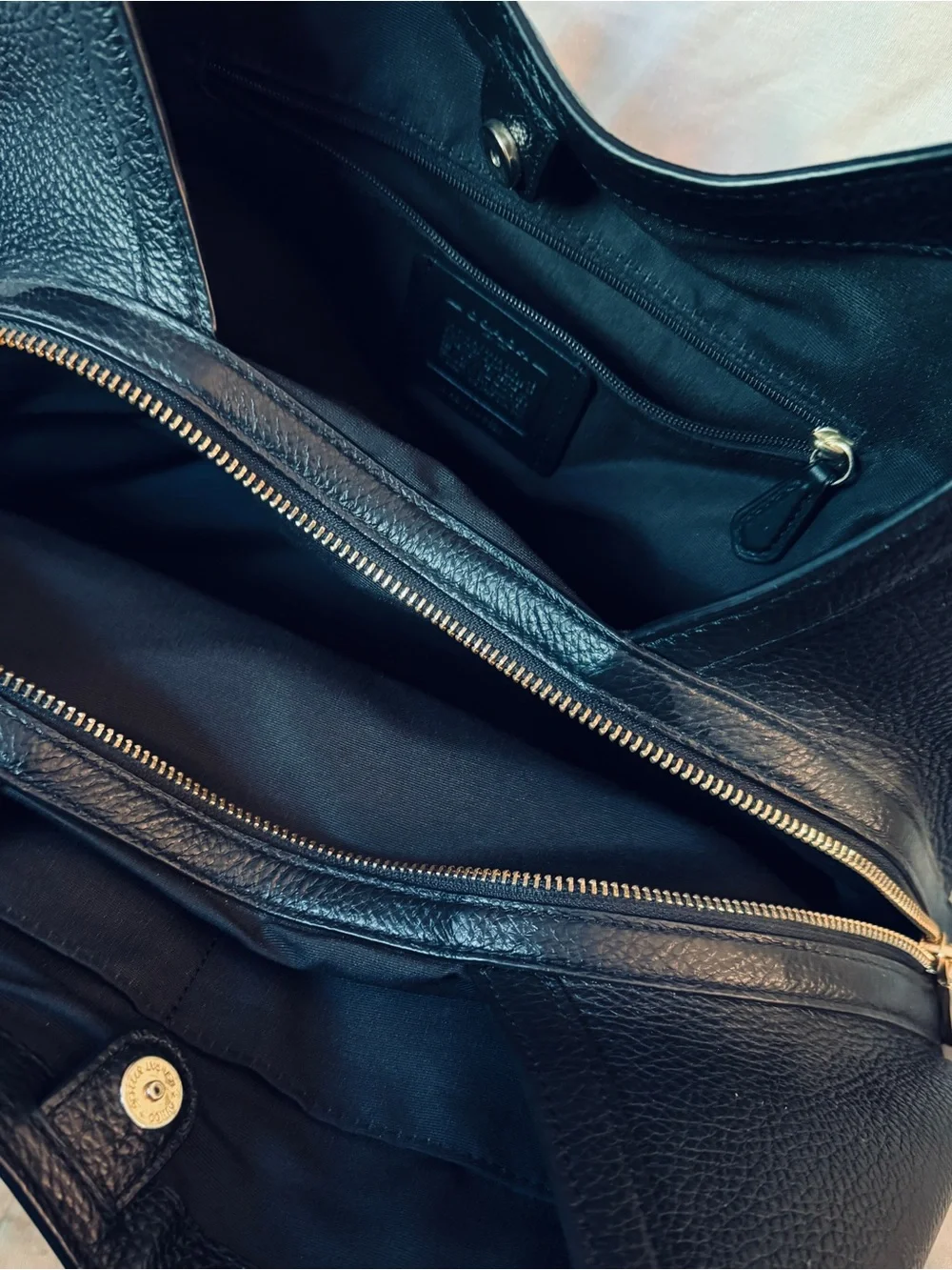 Coach Black Pebbled Leather Hobo Bag